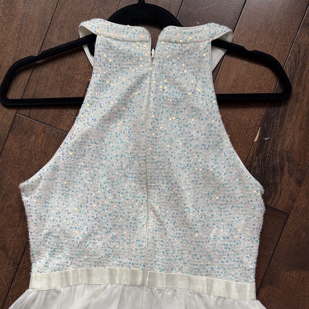 White Halter Sparkle Tulle Party Dress size medium - Picture 6 of 8